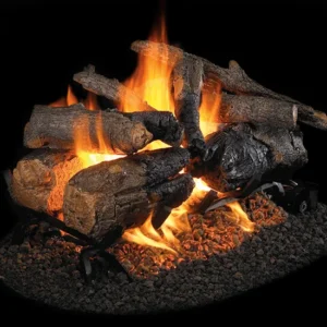 Charred American Oak See-Thru Vented Gas Log Set