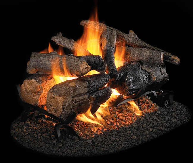 Charred American Oak See-Thru Vented Gas Log Set