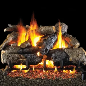 Charred American Oak Vented Gas Log Set