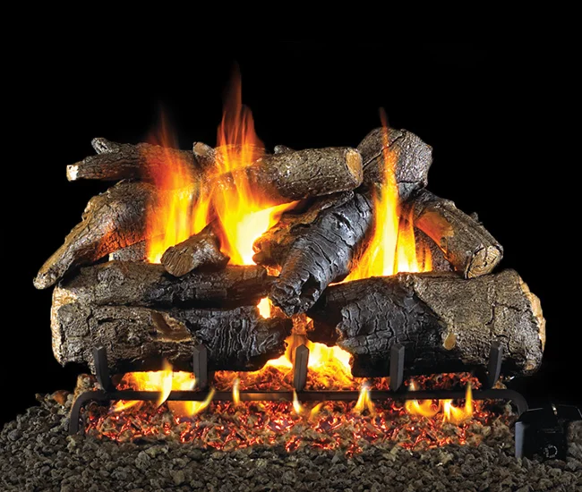 Outdoor Charred American Oak Vented Gas Log Set