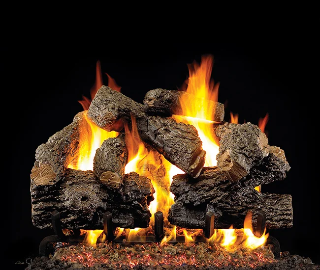 Charred Royal English Oak See-Thru Vented Gas Log Set