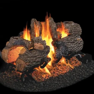 Outdoor Charred Oak See-Thru Vented Gas Log Set