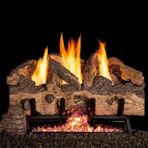 Outdoor Charred Gnarled Split Oak Vent-Free Gas Log Set
