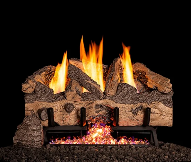 Charred Gnarled Split Oak Vent-Free Gas Log Set