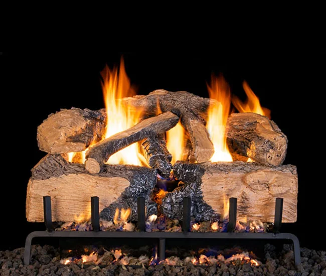 Outdoor Charred Angel Split Oak Vented Gas Log Set