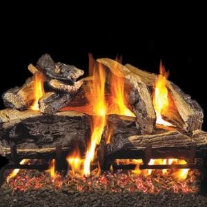 Outdoor Charred Rugged Split Oak Vented Gas Log Set