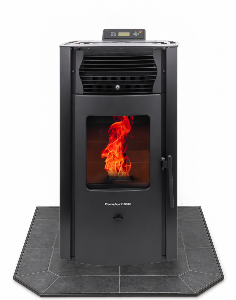 HP50S Pellet Stove with 36" Black Hearth Pad