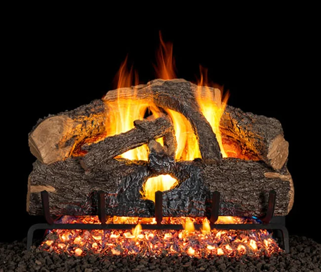 Charred Evergreen Oak Vented Gas Log Set