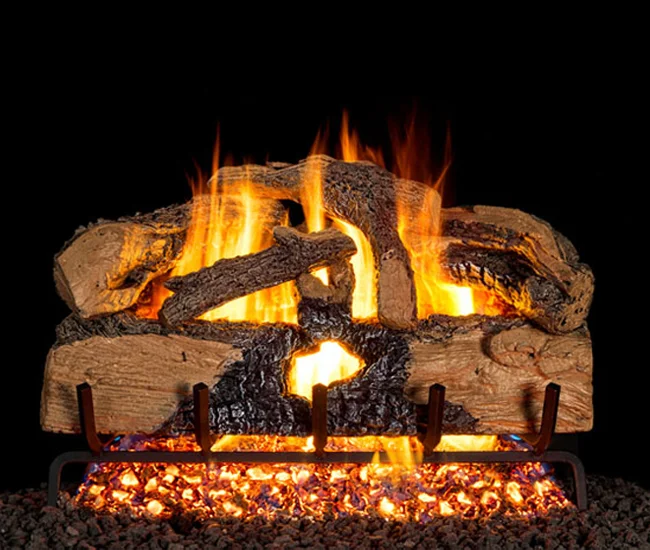 Charred Evergreen Split Oak Vented Gas Log Set