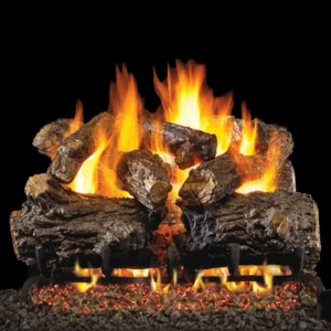Burnt Rustic Oak Vented Gas Log Set