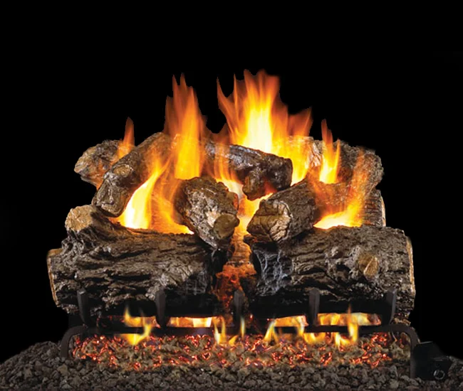 Burnt Rustic Oak Vented Gas Log Set