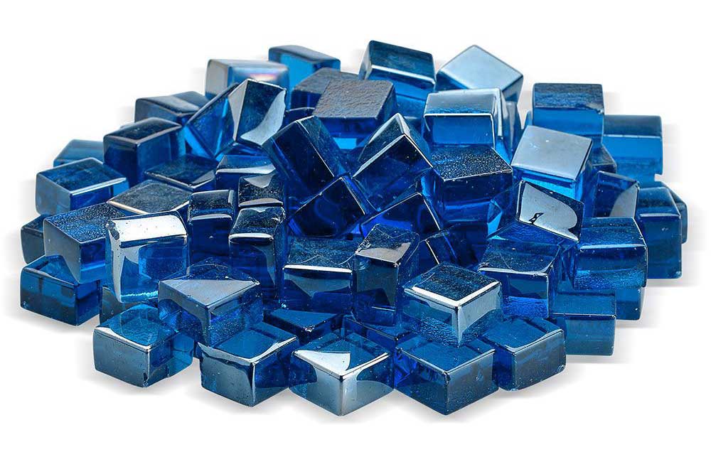 Pacific Blue Cubed Fire Glass